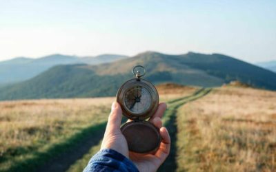 Man with compass in hand Man with compass in hand on mountains road. Travel concept. Landscape photography